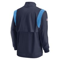 Men's Nike Navy Tennessee Titans Sideline Coach Chevron Lockup Quarter-Zip Long Sleeve Top