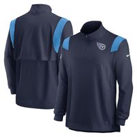 Men's Nike Navy Tennessee Titans Sideline Coach Chevron Lockup Quarter-Zip Long Sleeve Top