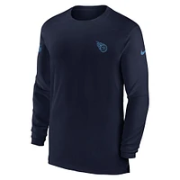 T-shirt à manches longues Nike pour hommes, bleu marine, Tennessee Titans Sideline Coach Performance