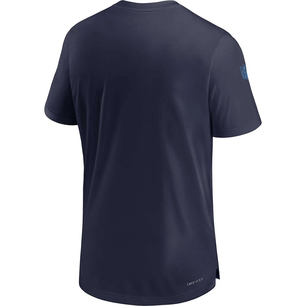 T-shirt Nike bleu marine Tennessee Titans Sideline Coach Performance pour homme