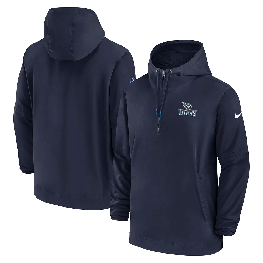 Sweat à capuche demi-glissière Nike Tennessee Titans Sideline pour homme - Bleu marine