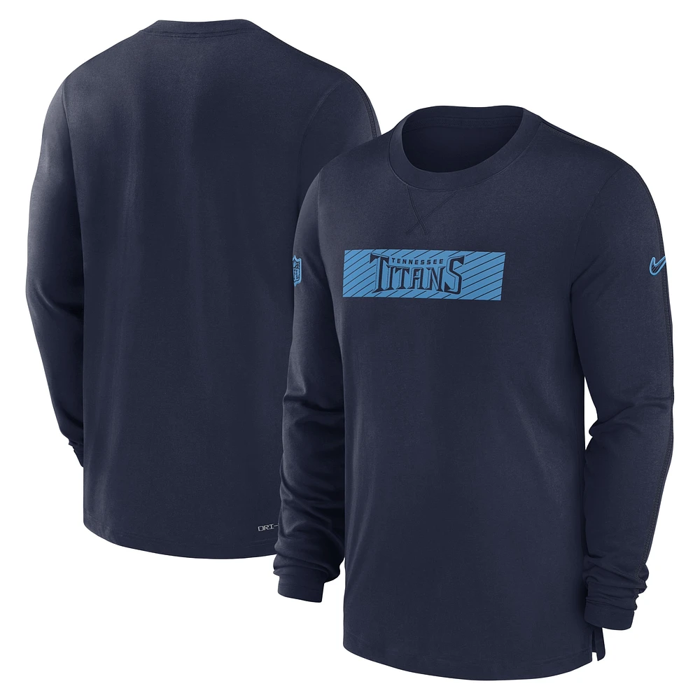 Men's Nike Navy Tennessee Titans Sideline Player Performance Long Sleeve T-Shirt