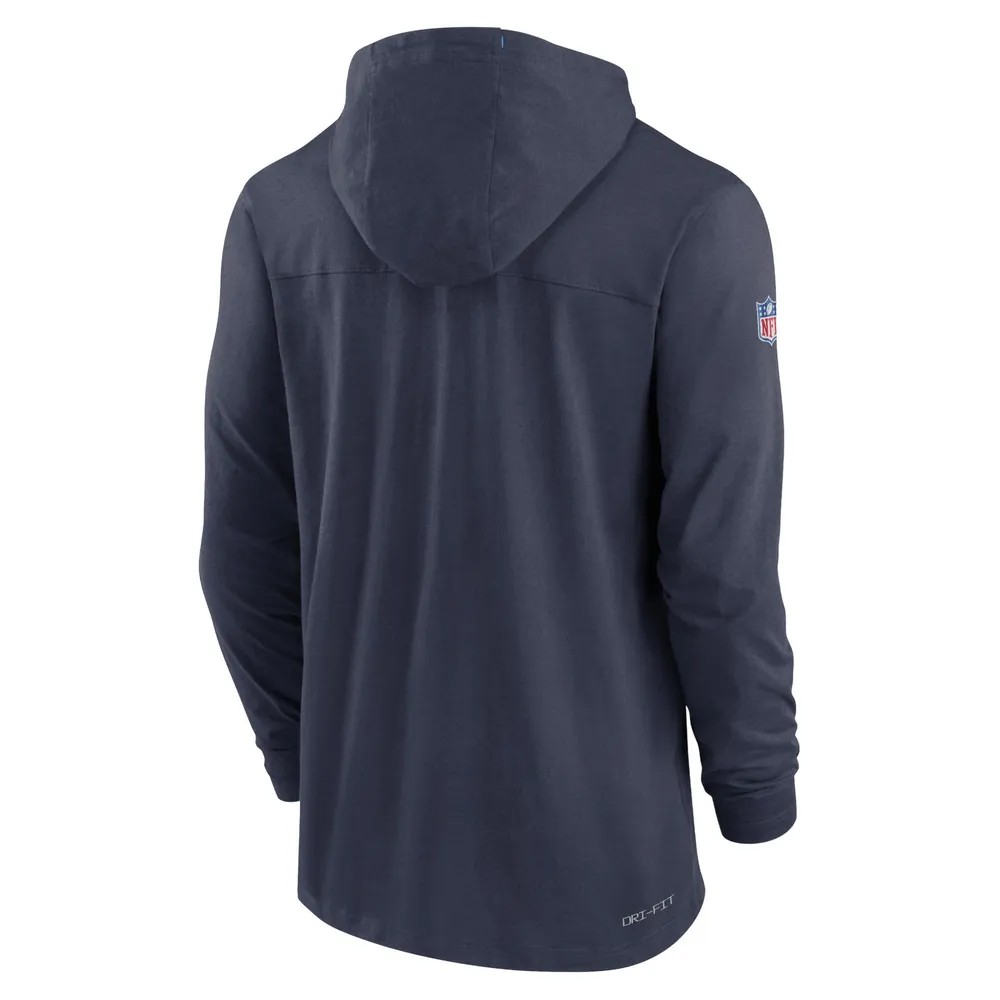 T-shirt à capuche manches longues Nike Tennessee Titans Sideline Pop Performance pour homme, bleu marine