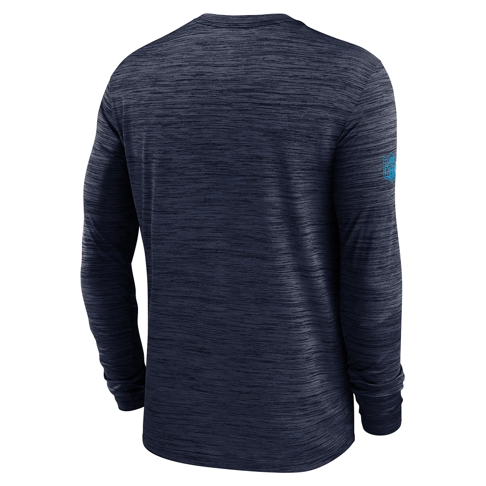 T-shirt Nike bleu marine Tennessee Titans Sideline Velocity Performance à manches longues pour homme