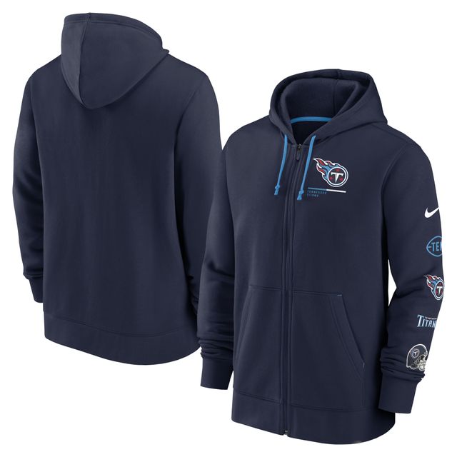 Sweat à capuche et fermeture éclair intégrale Nike Tennessee Titans Surrey pour homme, bleu marine