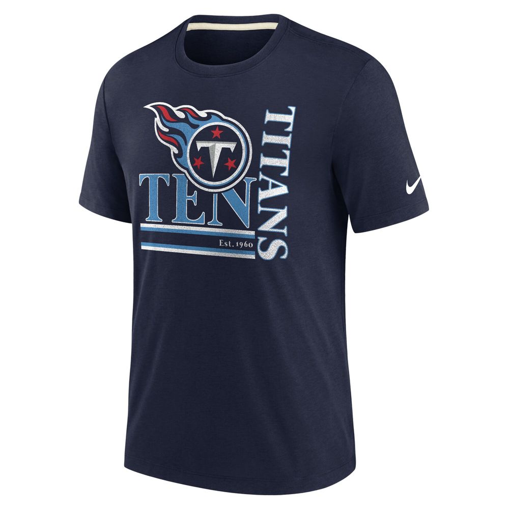 Men's Nike Navy Tennessee Titans Wordmark Logo Tri-Blend T-Shirt