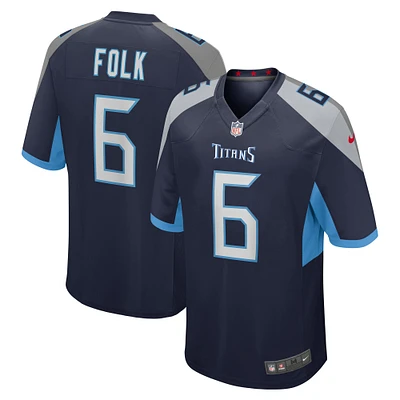 Maillot de jeu d'équipe Nike Nick Folk pour hommes, bleu marine, Tennessee Titans