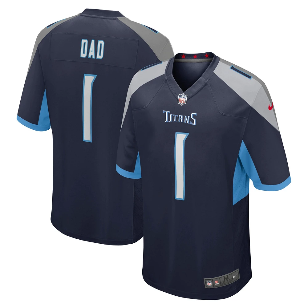 Men's Nike Number 1 Dad Navy Tennessee Titans Game Jersey