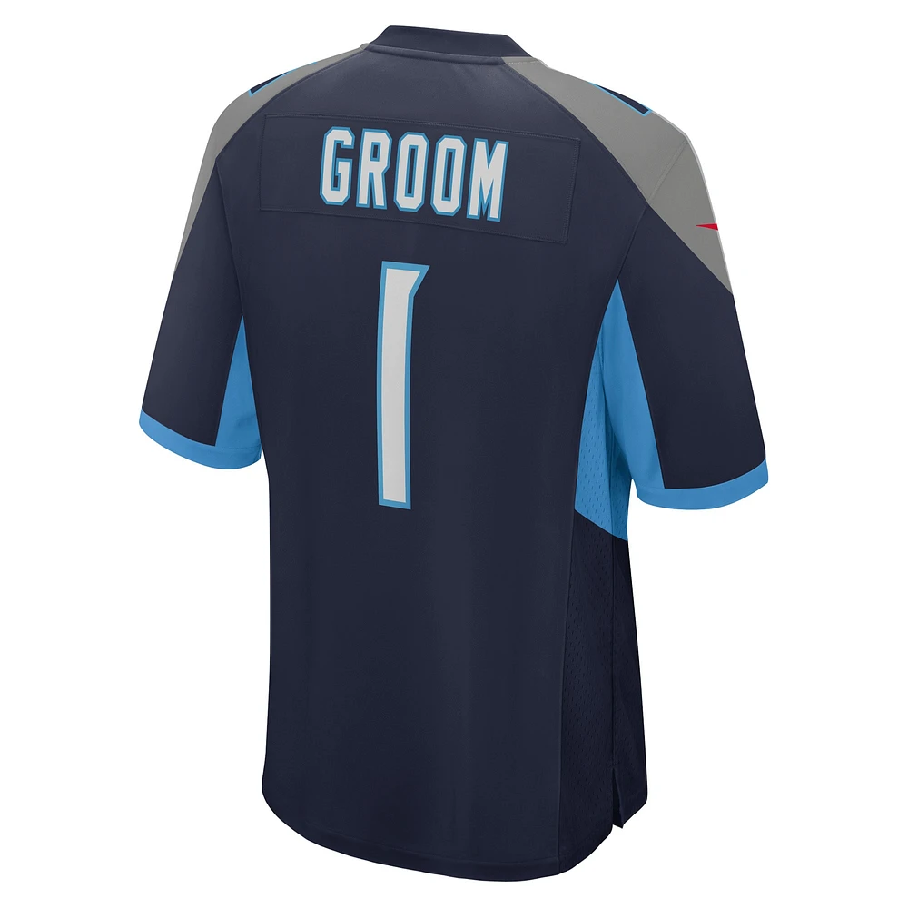 Men's Nike Number 1 Groom Navy Tennessee Titans Game Jersey