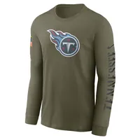 T-shirt à manches longues Nike Tennessee Titans 2022 Salute To Service pour homme avec logo de l'équipe