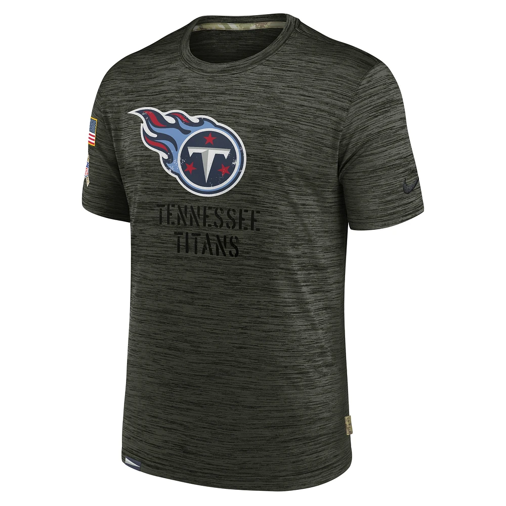 Men's Nike Olive Tennessee Titans Salute to Service Velocity Team T-Shirt