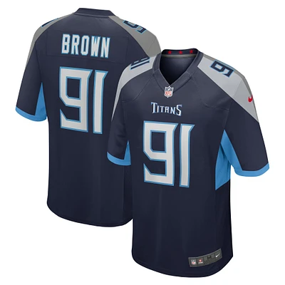 Men's Nike Shakel Brown  Navy Tennessee Titans Game Jersey