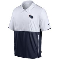 Men's Nike White/Navy Tennessee Titans Sideline Coaches Half-Zip Short Sleeve Jacket