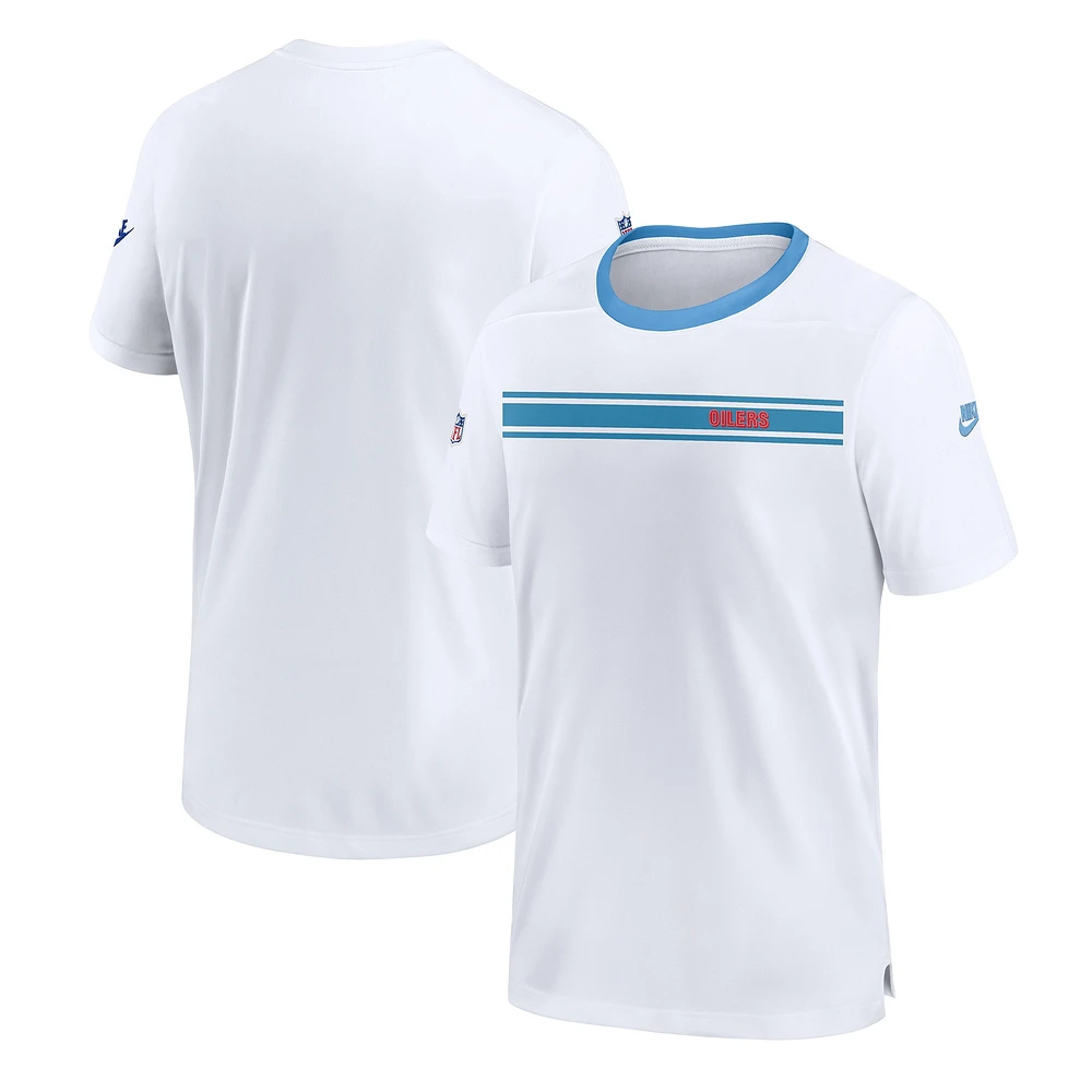 Men's Nike White Tennessee Titans Oilers Throwback Sideline Coach Alternate Performance T-Shirt