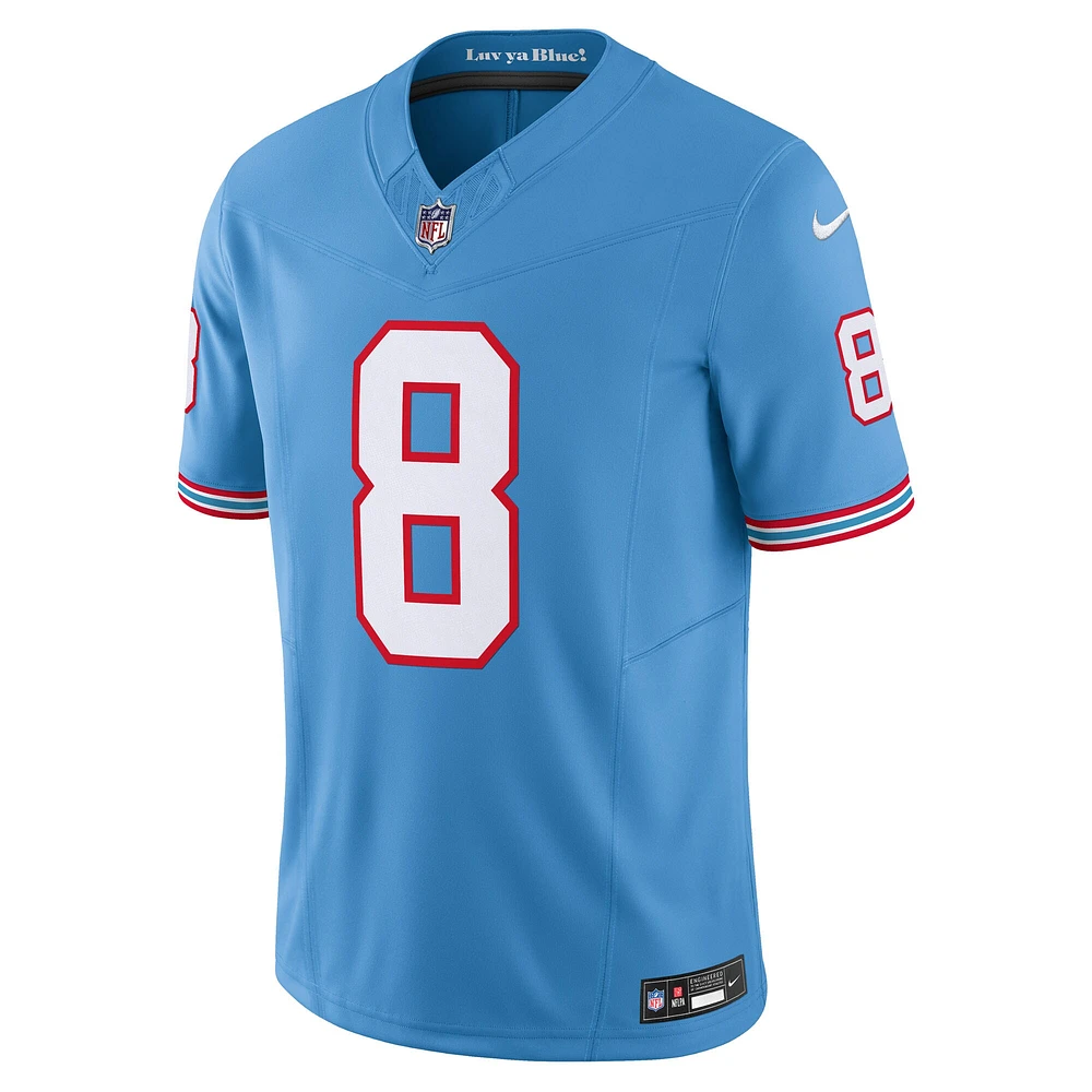 Men's Nike Will Levis Light Blue Tennessee Titans Alternate Oilers Throwback Vapor F.U.S.E. Limited Jersey