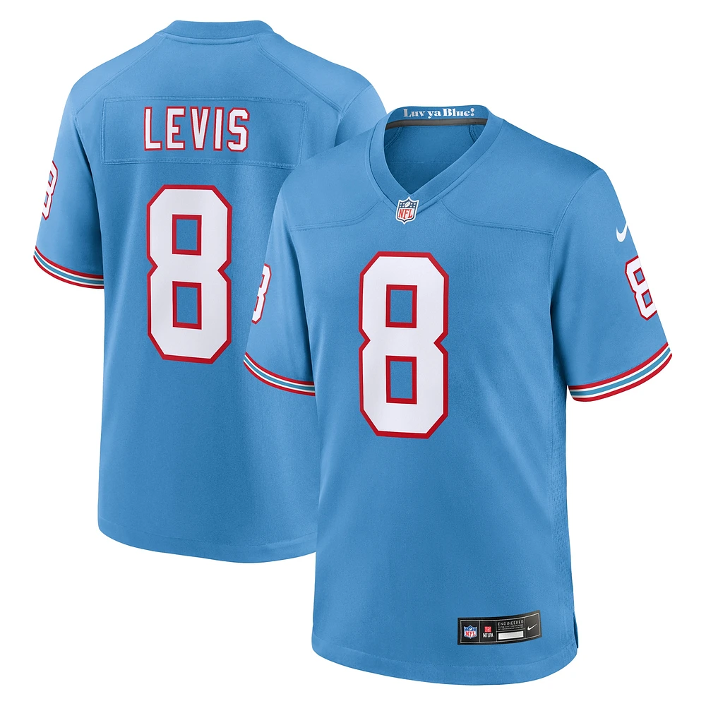 Maillot de jeu Nike Will Levis pour hommes, bleu clair, Tennessee Titans Oilers, Throwback Player Game