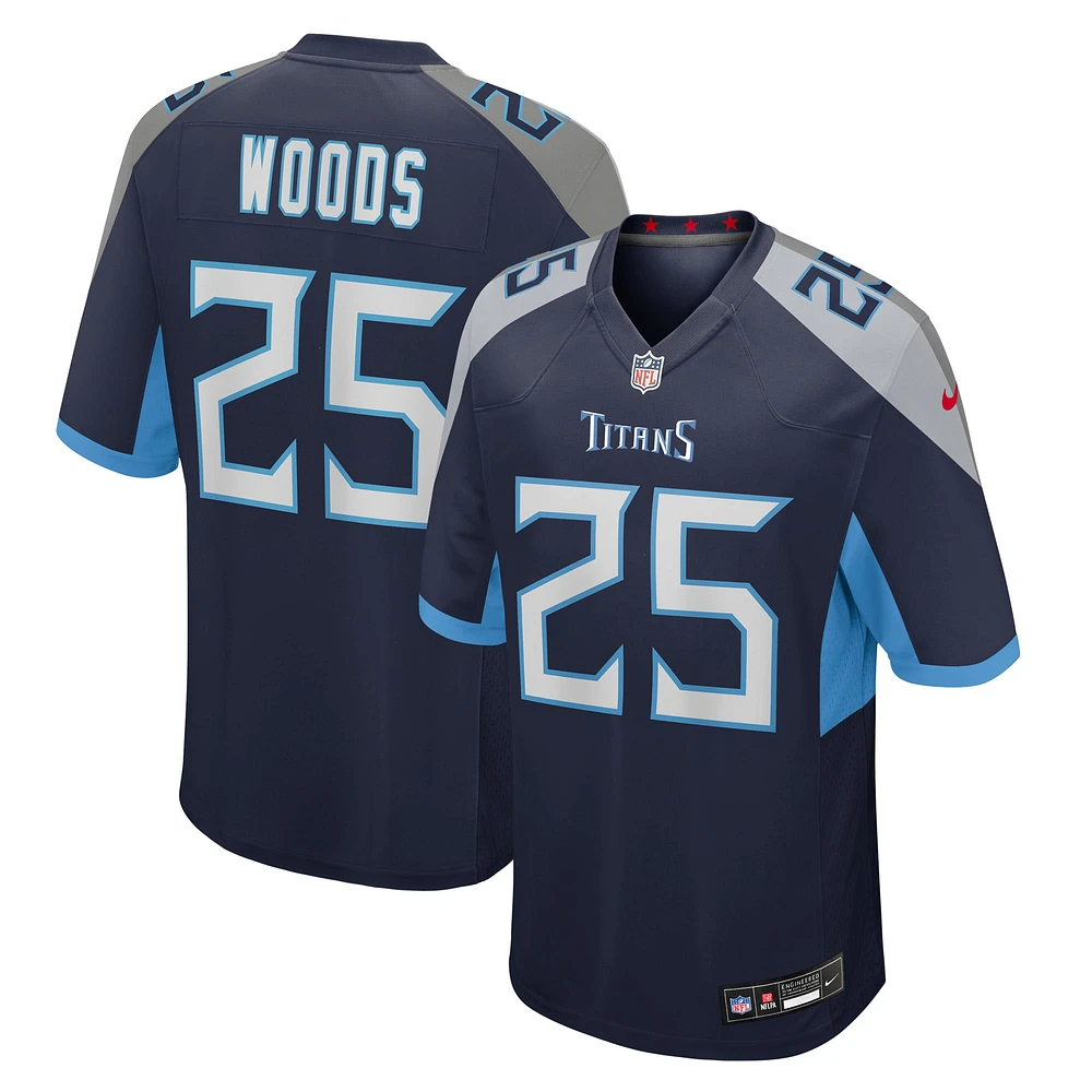 Men's Nike Xavier Woods Navy Tennessee Titans Team Game Jersey
