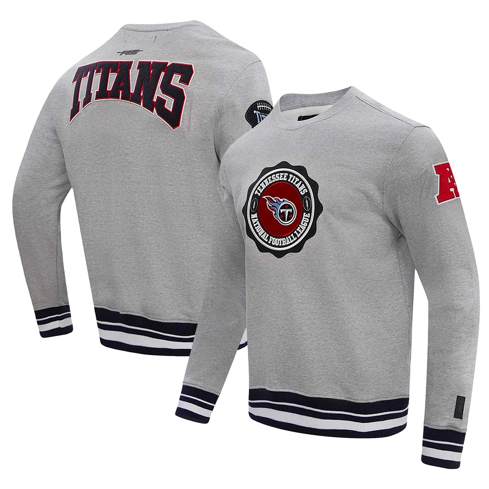 Men's Pro Standard Heather Gray Tennessee Titans Crest Emblem Pullover Sweatshirt