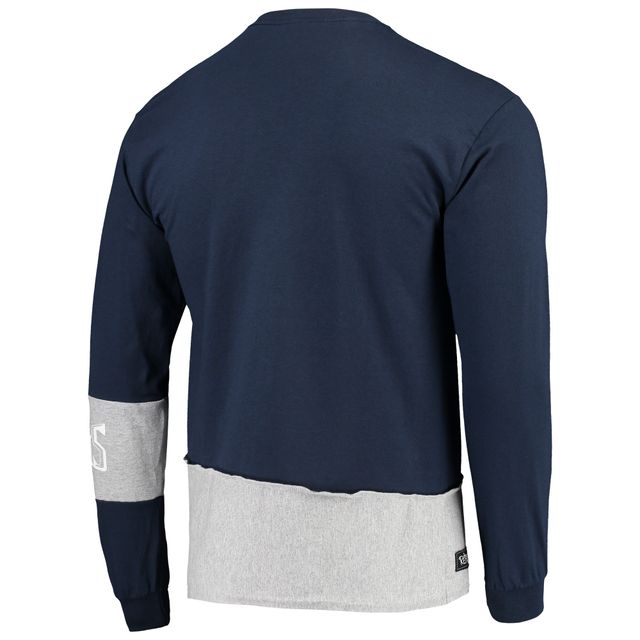 T-shirt à manches longues Refried Apparel pour homme, bleu marine/gris Tennessee Titans, angle recyclé durable