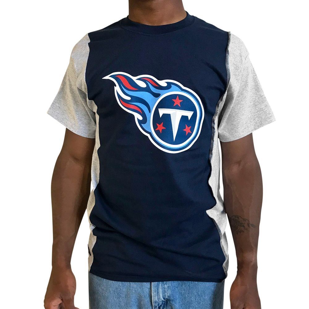 Men's Refried Apparel Navy/Gray Tennessee Titans Sustainable Upcycled Split T-Shirt