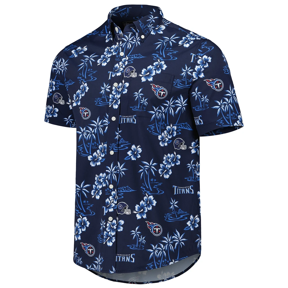 Chemise boutonnée Kekai pour homme Reyn Spooner bleu marine Tennessee Titans