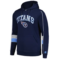 Men's Starter Navy Tennessee Titans Captain Pullover Hoodie