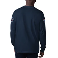 Men's Starter Navy Tennessee Titans Clutch Hit Long Sleeve T-Shirt