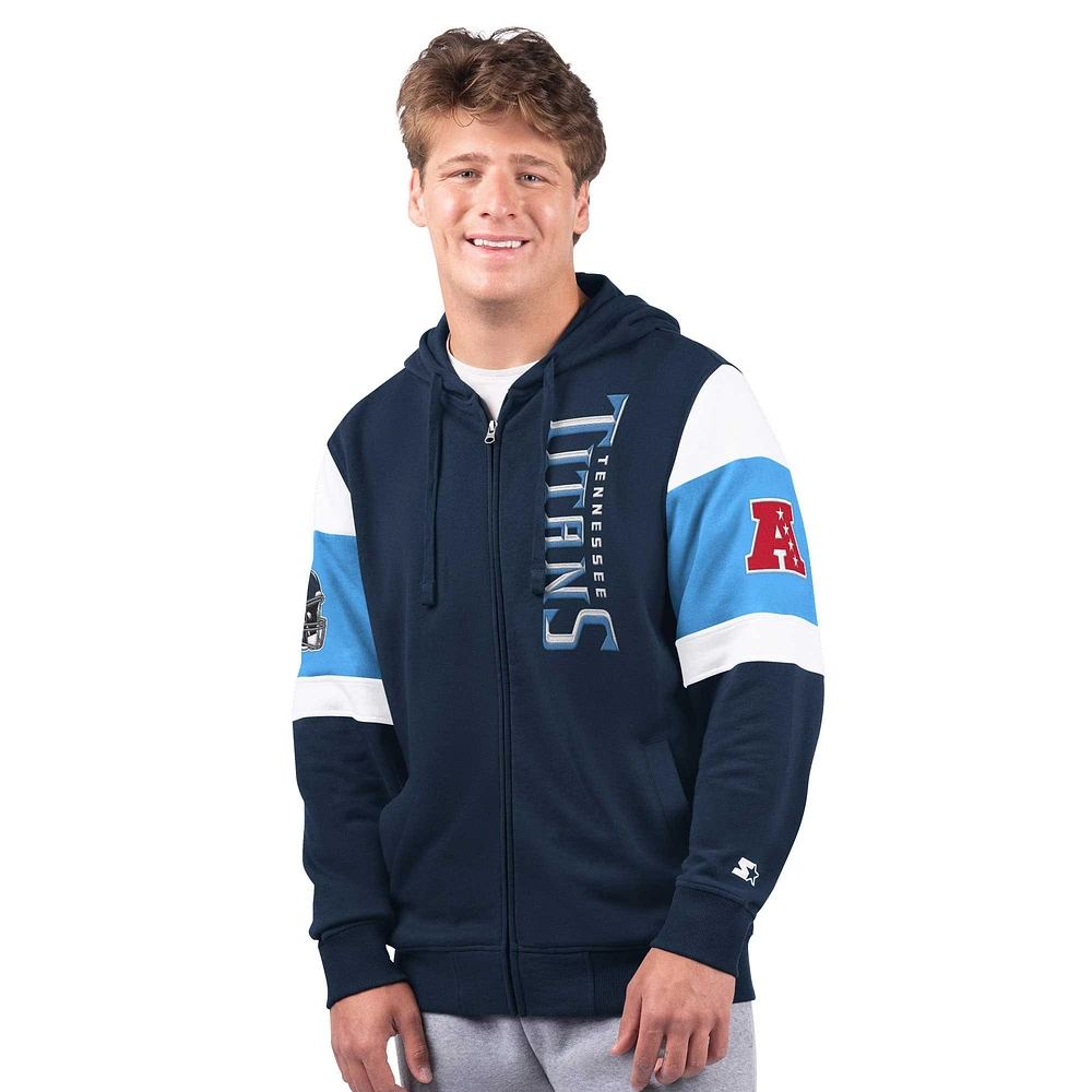 Sweat à capuche zippé Tennessee Titans Extreme pour homme, bleu marine