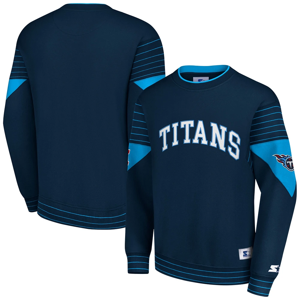 Men's Starter Navy Tennessee Titans Face-Off Pullover Sweatshirt