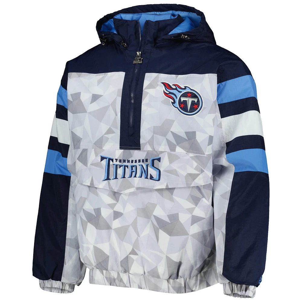 Veste à capuche demi-glissière pour homme Tennessee Titans Thursday Night Gridiron Raglan Starter blanc/bleu marine