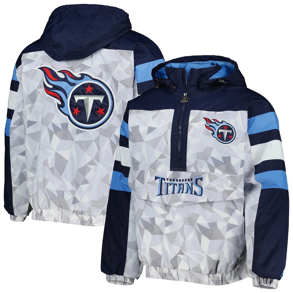 Veste à capuche demi-glissière pour homme Tennessee Titans Thursday Night Gridiron Raglan Starter blanc/bleu marine