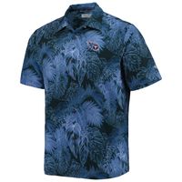 Men's Tommy Bahama Blue Tennessee Titans Coast Luminescent Fronds Camp IslandZone Button-Up Shirt