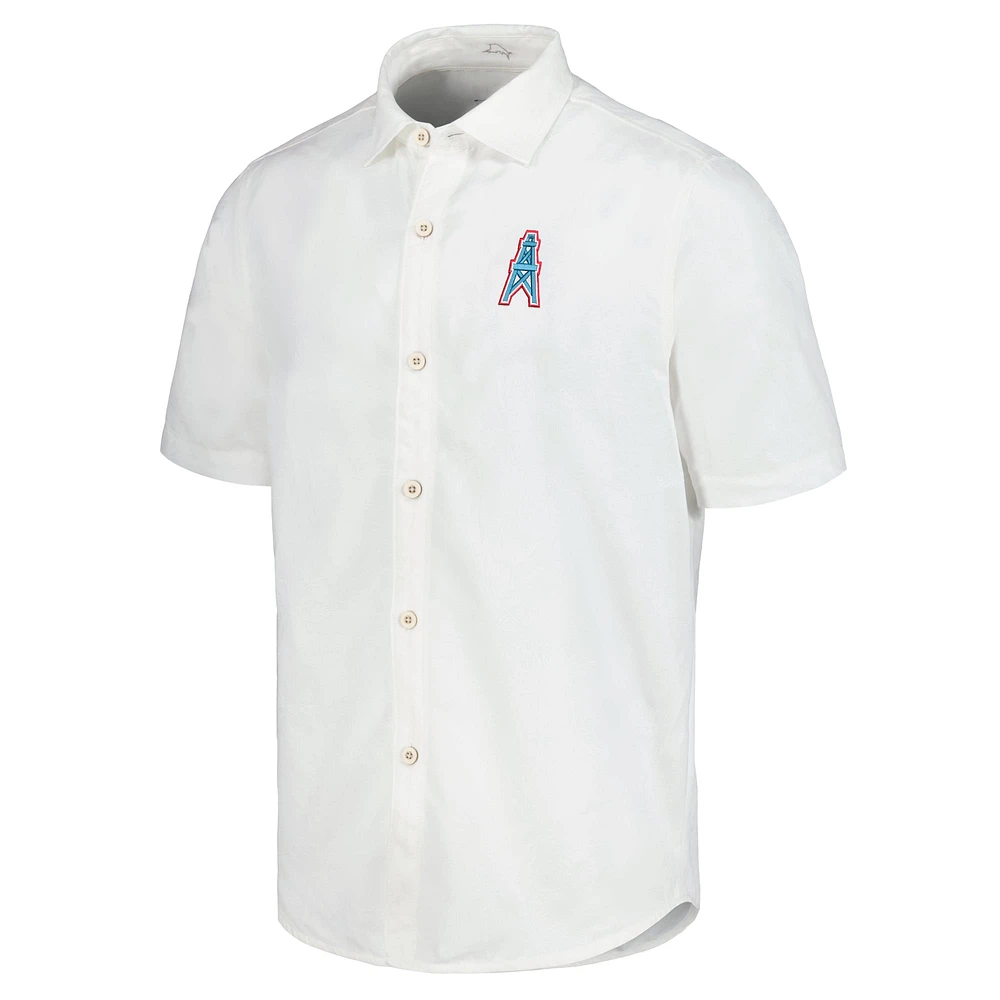 Chemise de camp boutonnée Tommy Bahama White Buffalo Bills Sport Coconut Point Palm Vista IslandZone pour hommes