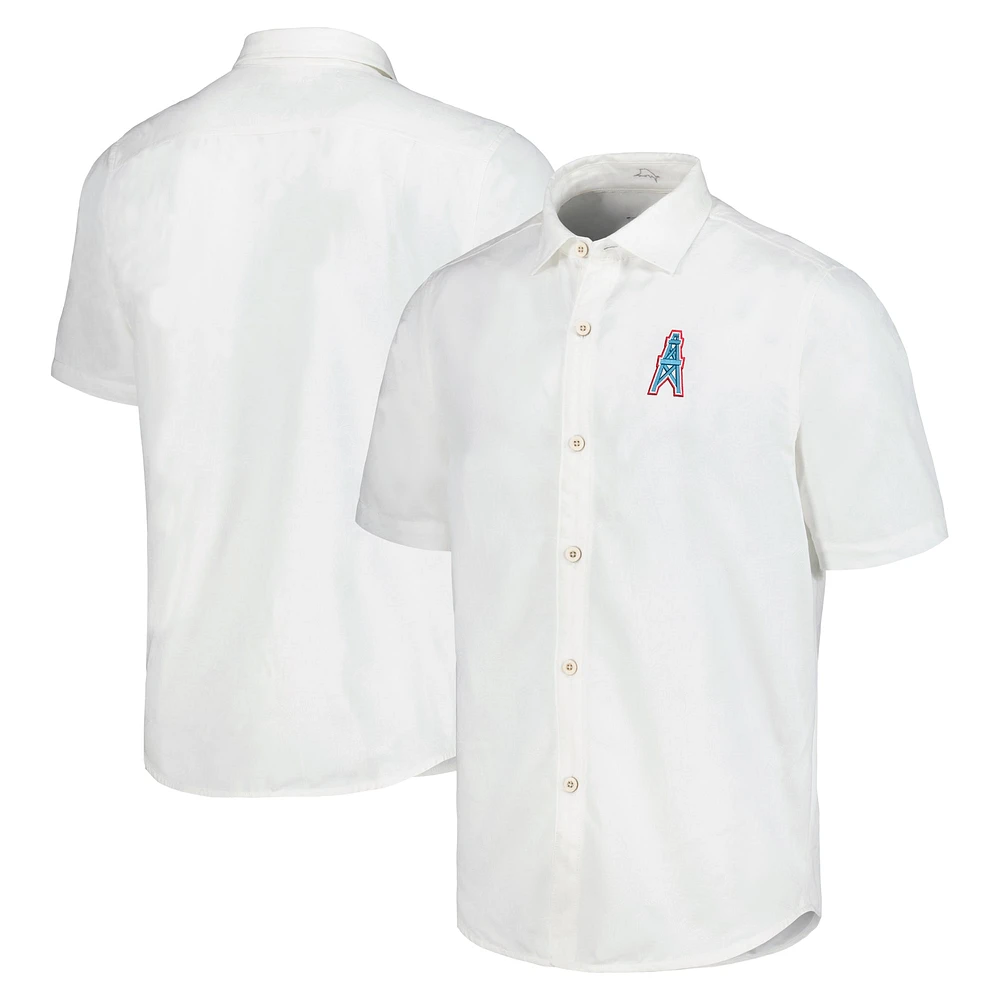 Chemise de camp boutonnée Tommy Bahama White Buffalo Bills Sport Coconut Point Palm Vista IslandZone pour hommes