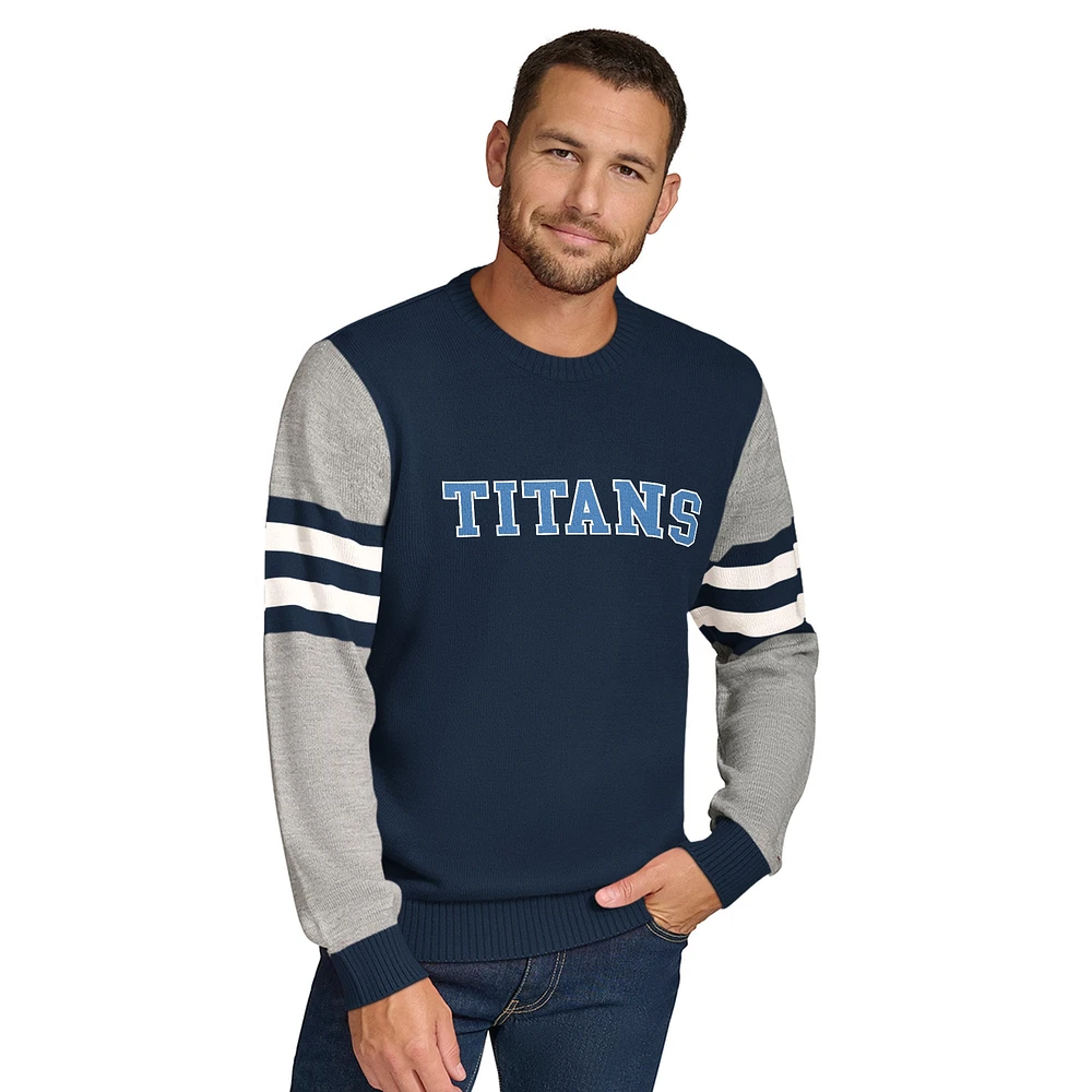 Sweat-shirt ras du cou en acrylique bleu marine/gris chiné pour homme Tommy Hilfiger Tennessee Titans