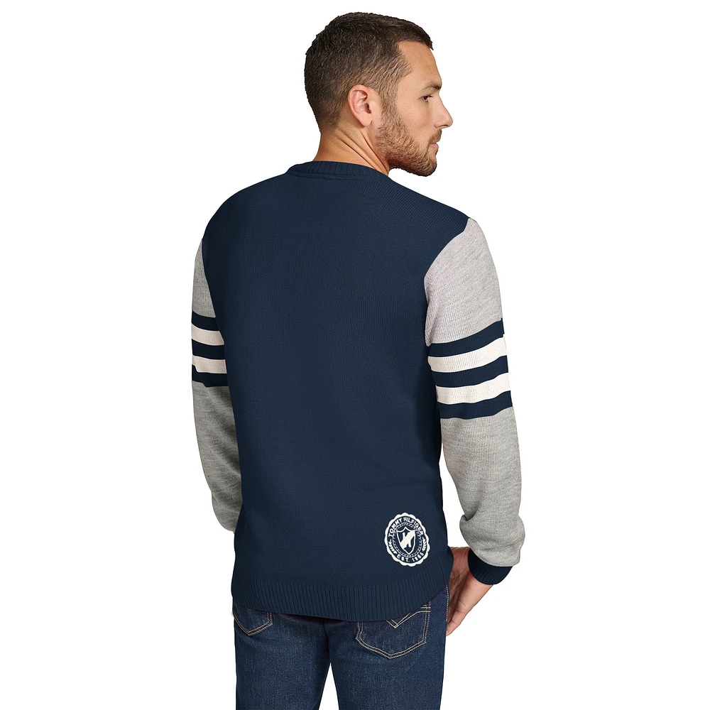 Men's Tommy Hilfiger Navy/Heather Gray Tennessee Titans Acrylic Crewneck Pullover Sweatshirt