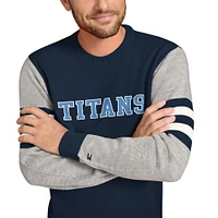 Sweat-shirt ras du cou en acrylique bleu marine/gris chiné pour homme Tommy Hilfiger Tennessee Titans