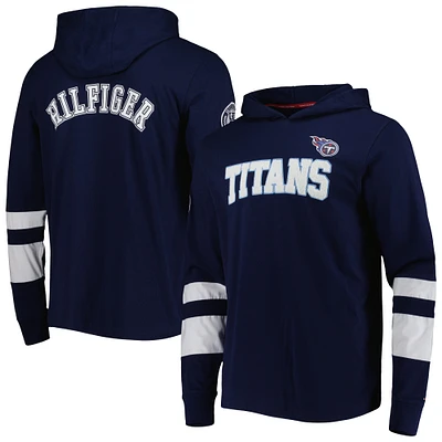 T-shirt à capuche manches longues Alex des Tennessee Titans Tommy Hilfiger pour homme, bleu marine/blanc