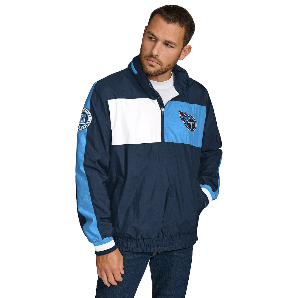 Veste à capuche légère demi-zip Gael bleu marine pour homme Tommy Hilfiger Tennessee Titans