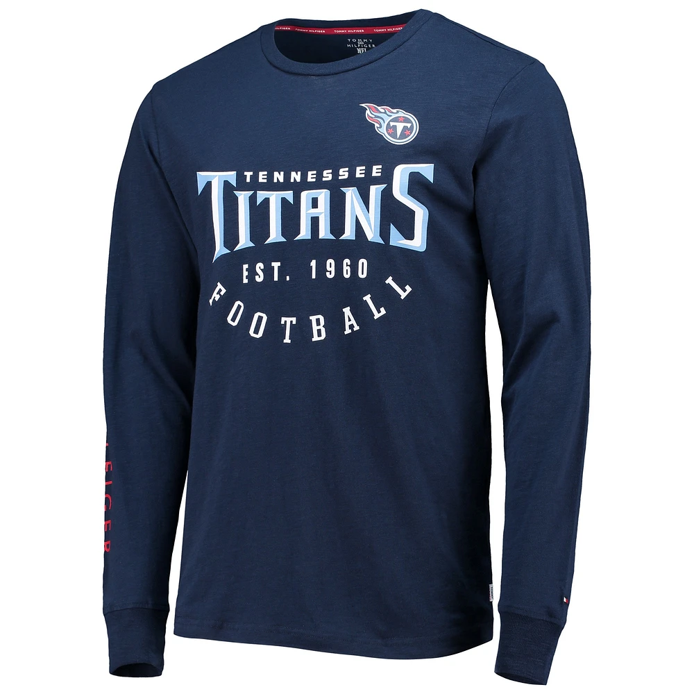 T-shirt à manches longues Tommy Hilfiger Tennessee Titans Peter pour homme, bleu marine