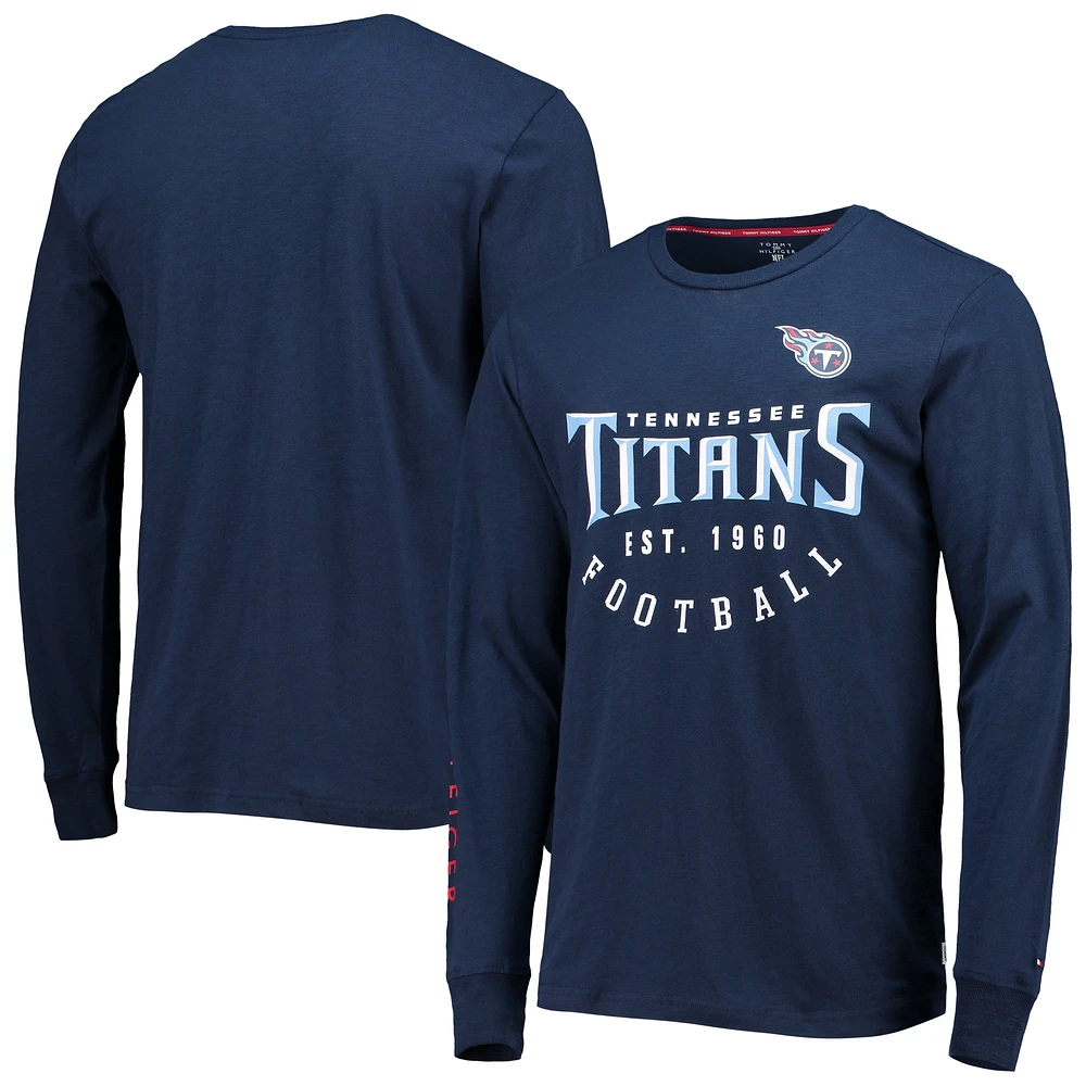 T-shirt à manches longues Tommy Hilfiger Tennessee Titans Peter pour homme, bleu marine