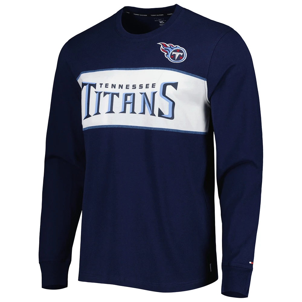 T-shirt à manches longues Tommy Hilfiger Tennessee Titans Peter Team pour homme, bleu marine