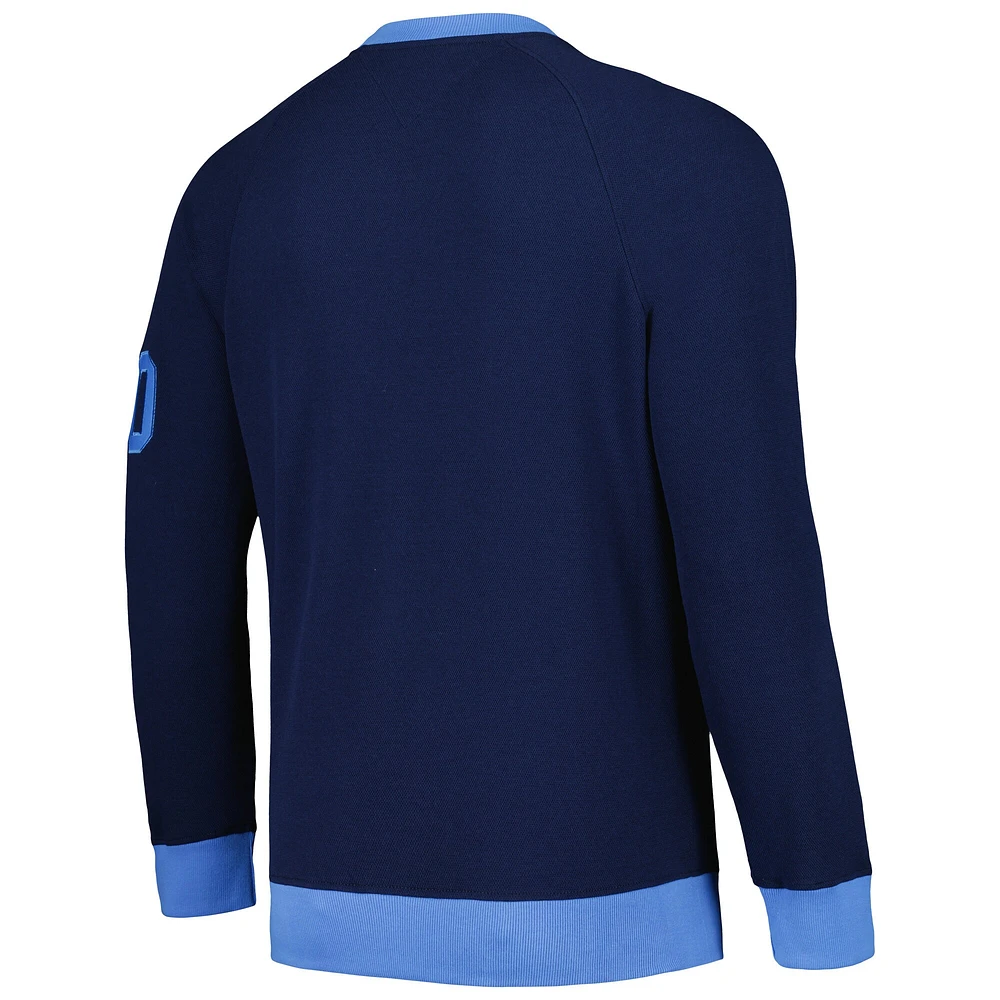 Sweat-shirt Tommy Hilfiger bleu marine Tennessee Titans Reese Raglan Tri-Blend pour hommes