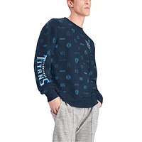 Men's Tommy Hilfiger Navy Tennessee Titans Reid Graphic Pullover Sweatshirt