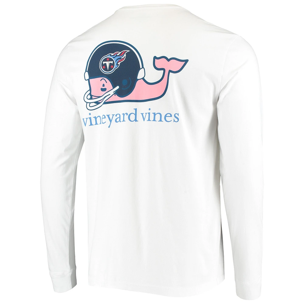 Men's Vineyard Vines White Tennessee Titans Whale Helmet Long Sleeve T-Shirt