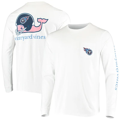 Men's Vineyard Vines White Tennessee Titans Whale Helmet Long Sleeve T-Shirt