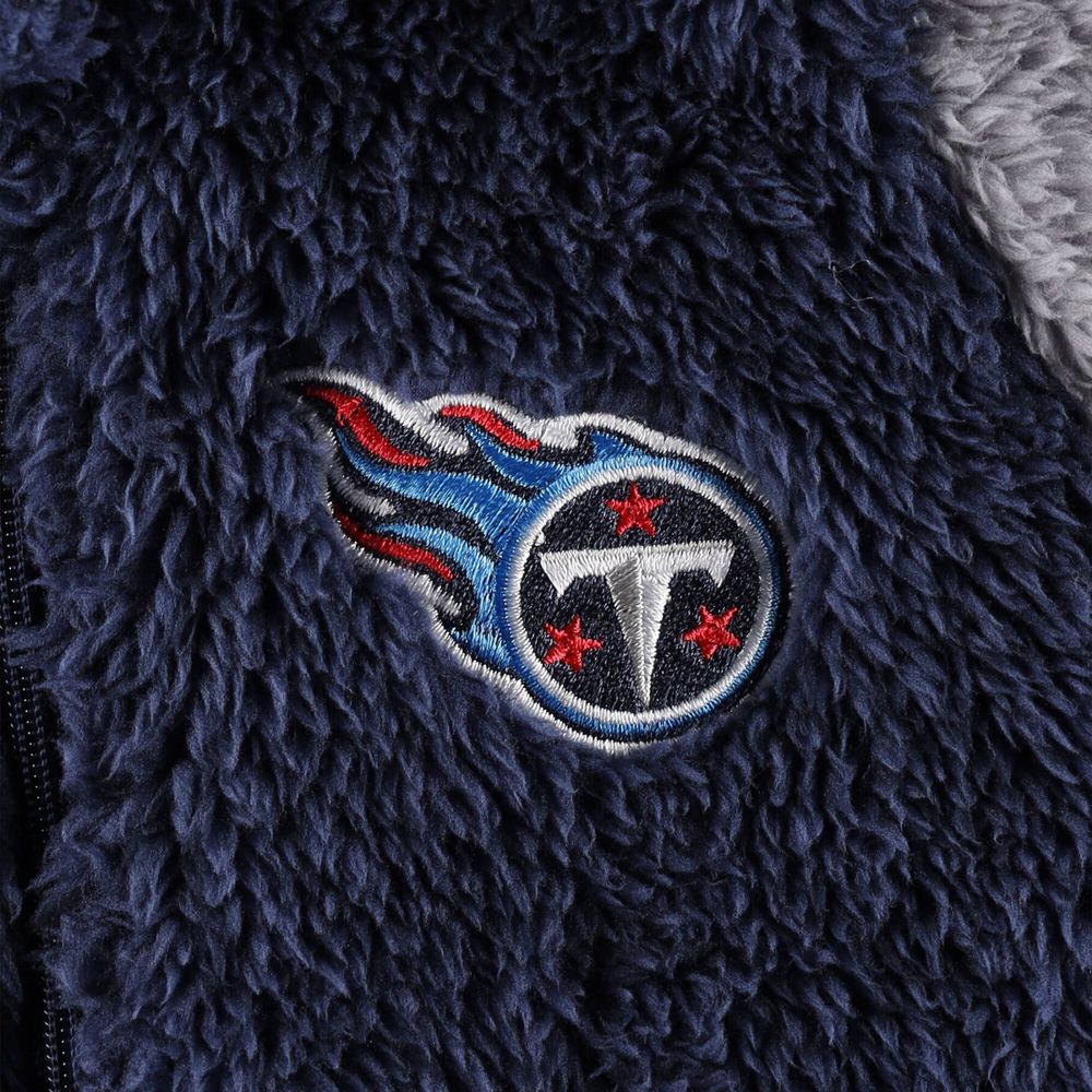 Newborn & Infant Navy/Gray Tennessee Titans Game Nap Teddy Fleece Bunting Full-Zip Sleeper