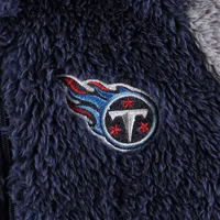 Newborn & Infant Navy/Gray Tennessee Titans Game Nap Teddy Fleece Bunting Full-Zip Sleeper