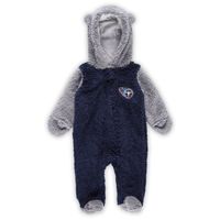 Newborn & Infant Navy/Gray Tennessee Titans Game Nap Teddy Fleece Bunting Full-Zip Sleeper