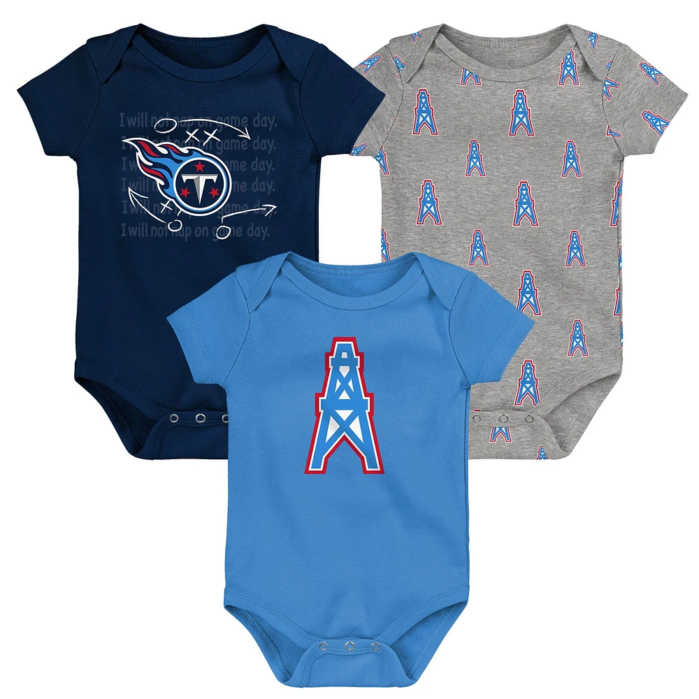 Ensemble de 3 bodies pour nouveau-né et nourrisson Tennessee Titans Oilers Throwback Team Starter